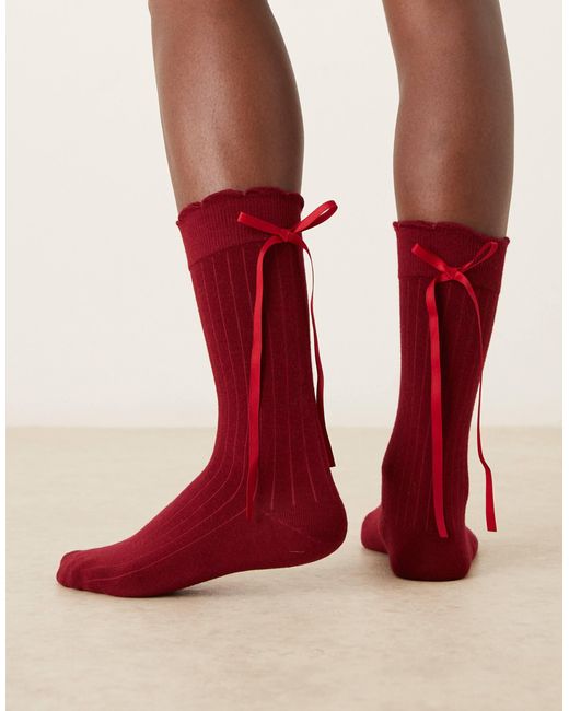 Chaussettes avec ruban - vin ASOS en coloris Red