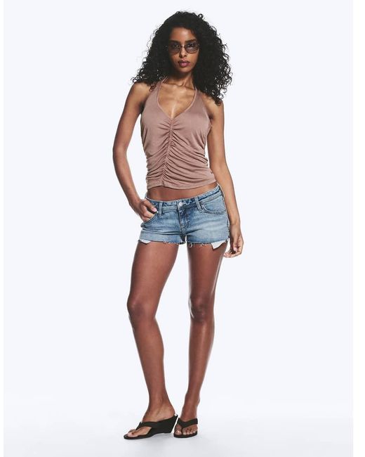 Monki Brown Fitted Asymmetric Festival Top