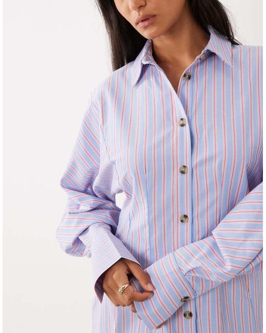 ASOS Multicolor Mini Shirt Dress With Cinched Waist