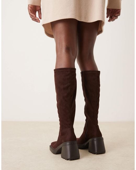 ASOS Natural Charly Heeled Knee Boots