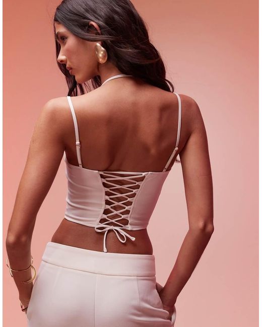 Oh Polly Pink Centaine Square Neck Corset Top