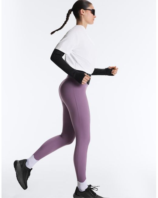 Oysho Purple Compressive Pocket High-rise 65cm Ankle-length leggings