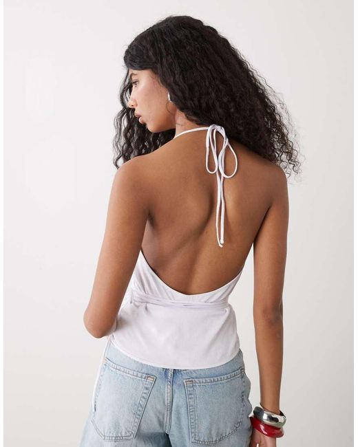 Weekday White Halter Wrap Top