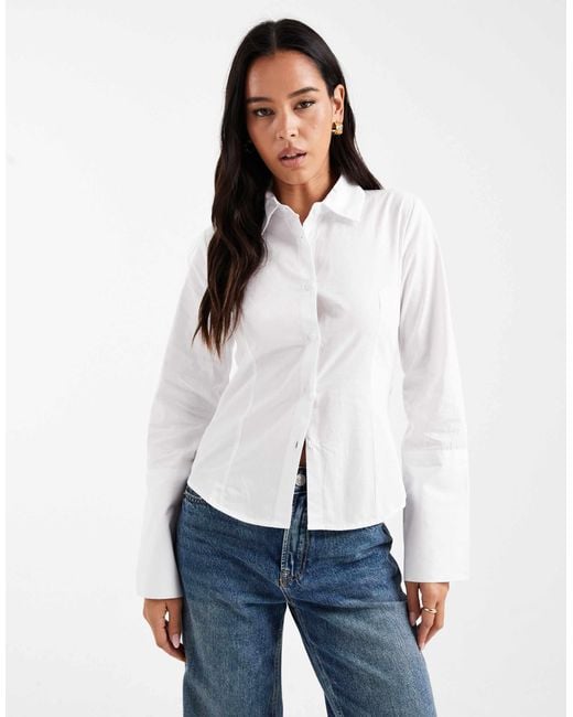 ASOS White – figurbetontes hemd mit breiten manschetten