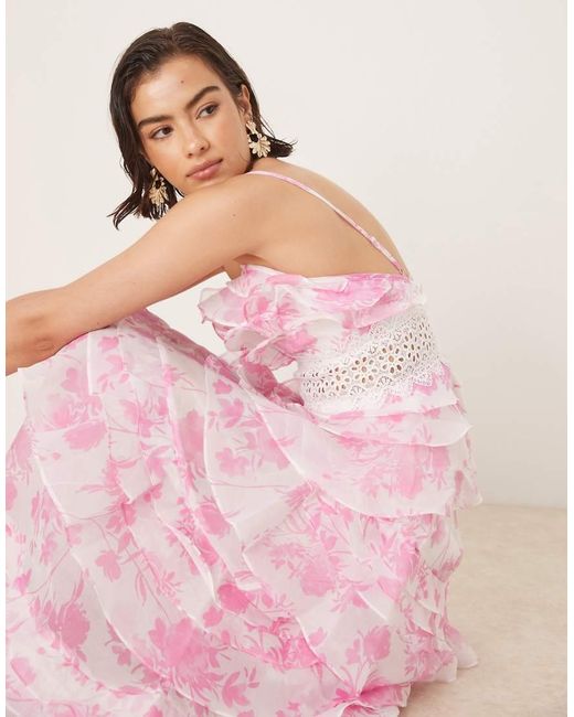 True Decadence Pink V Neck Maxi Dresses