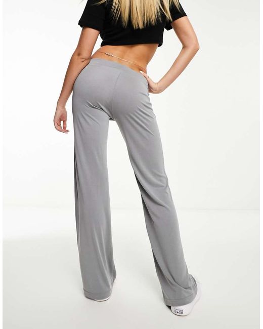 Monki White Super Soft Wide Leg Trousers