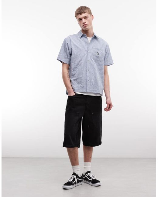 Huf Blue Big Block Logo Stripe Shirt for men