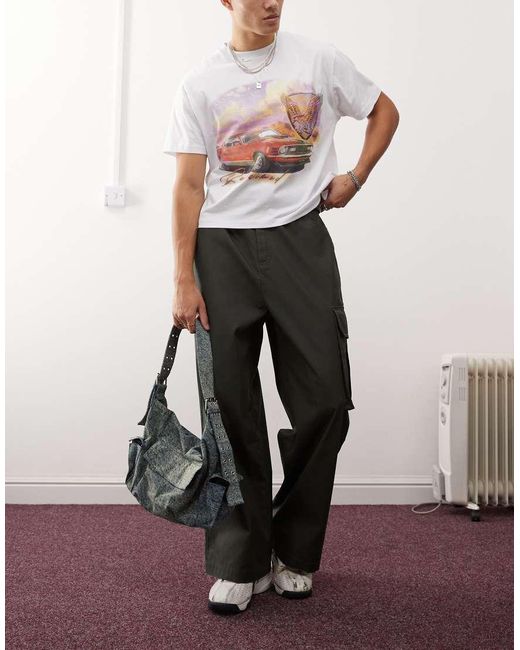 Pantaloni Multitasche A Fondo Ampio Cerato di Collusion in Brown da Uomo