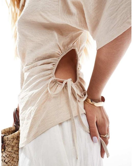 ASOS Asymmetrische Top Met Uitsnijding Aan De Zijkant in het Natural