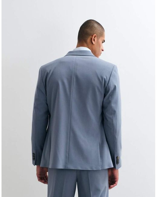 ASOS Blue Regular Double Breasted Suit Blazer for men