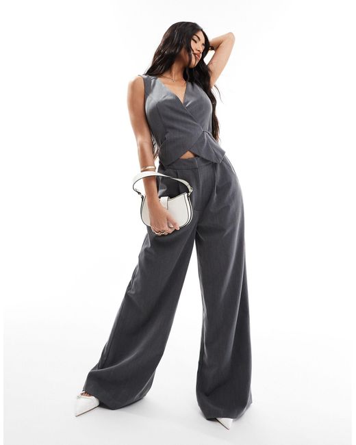 ASOS Blue Wrap Around Belted Waistcoat Jumpsuit