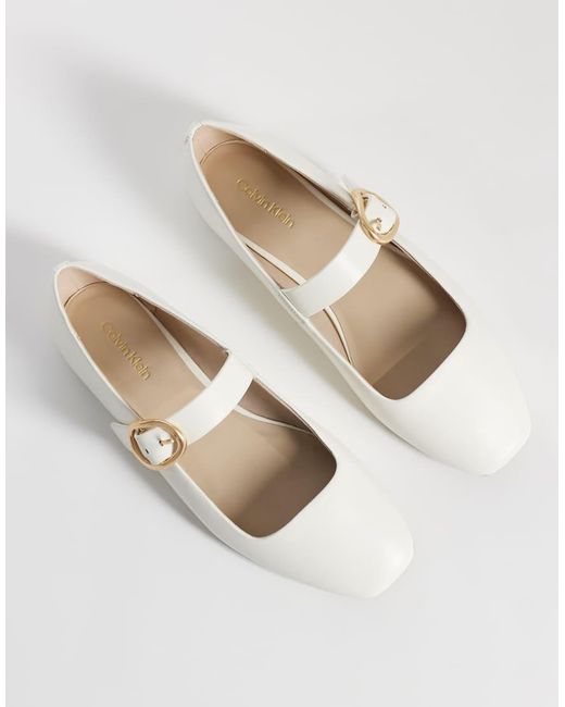 Calvin Klein Natural Square Ballerina Pumps