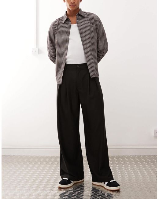 Collusion Black Smart Wide Leg Trouser for men