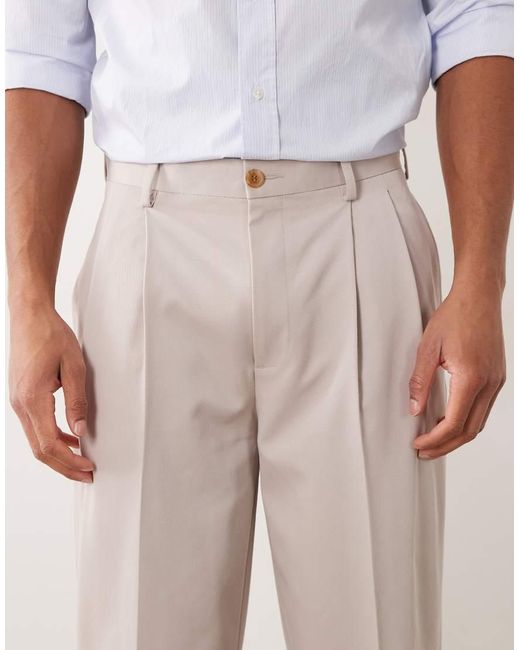 ASOS White Smart Pleated Oversized Tapered Trousers for men