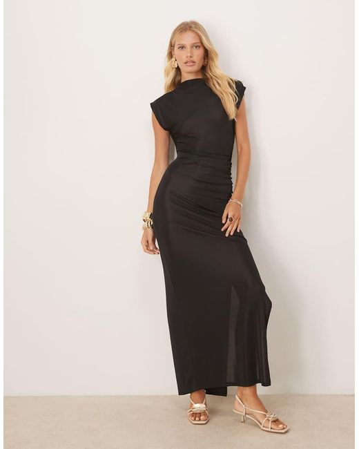 Pimkie Black Gathered Side Detail Ruched Maxi Dress