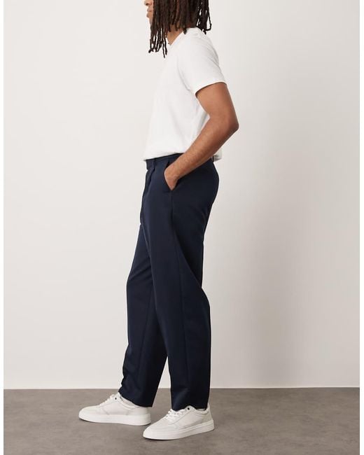Pantalones De Vestir De Corte Tapered Extragrande Con Pinzas Delanteras De ASOS de hombre de color Blue