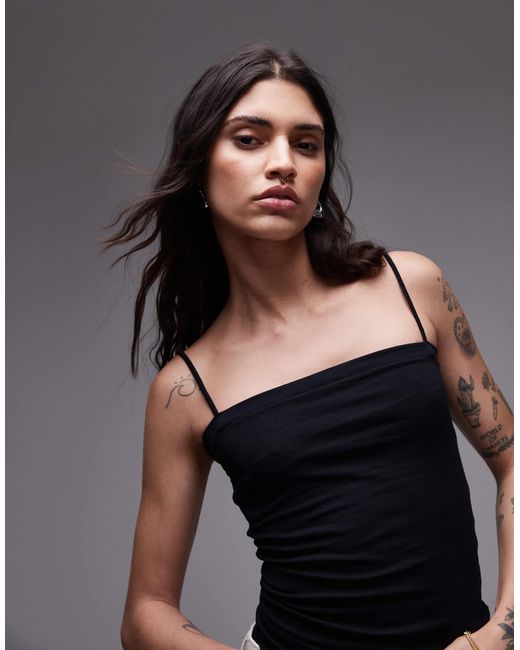 TOPSHOP Gray Spaghetti Strap Tube Top
