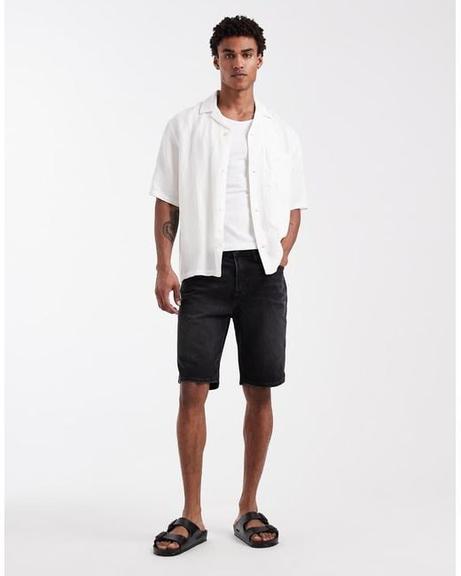 New Look White Bermuda Denim Shorts for men