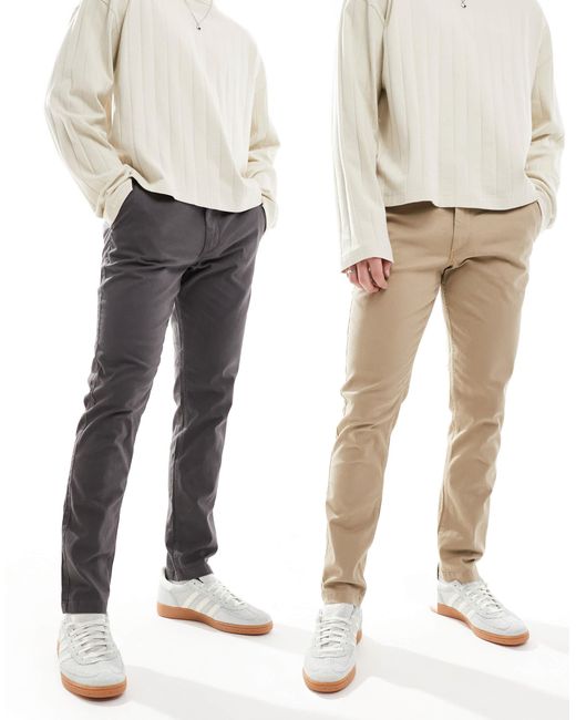 Jack & Jones – 2er-pack chinohosen in White für Herren