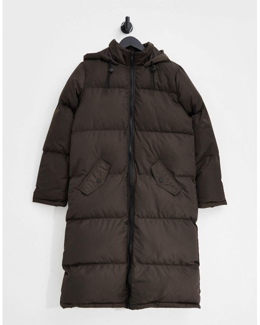 I Saw It First Brown Chocolate Maxi Puffer With Hood