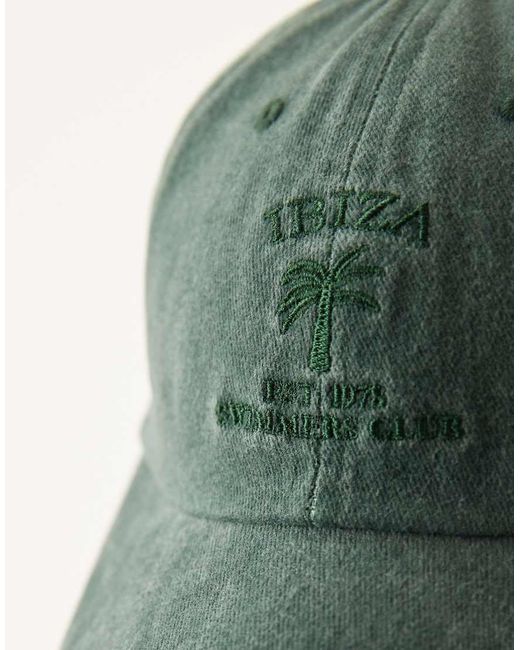 ASOS Green Embroidered Ibiza Slogan Cap