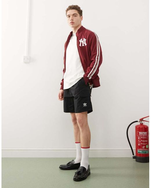 Adidas Originals Black Trefoil Essentials Cargo Shorts for men