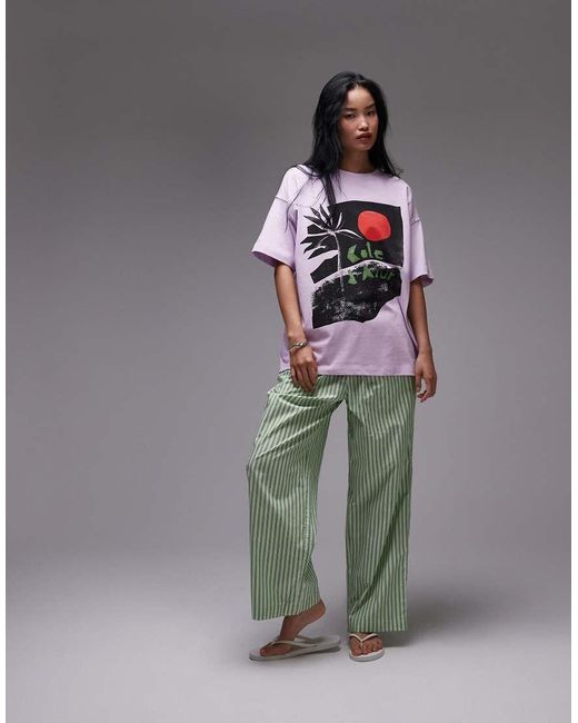 TOPSHOP White Jersey Cote D'azur Graphic Boxy T-shirt
