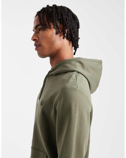 Fred Perry Green Tipped Logo Hoodie for men