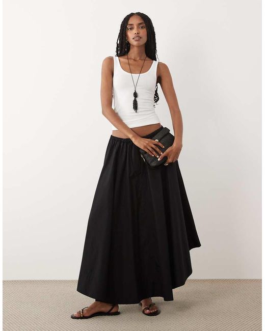 ARKET Black Dipped Hem Midi Skirt