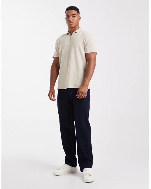 ASOS White Regular Fit Zip Polo for men