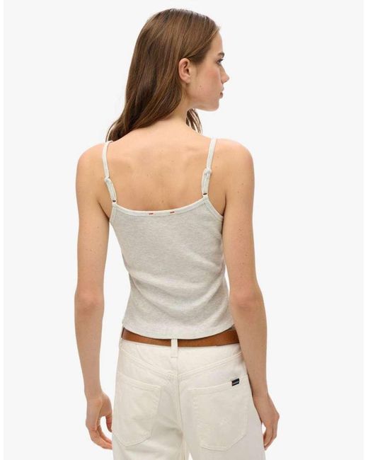 Superdry Gray Athletic Essentials Graphic Button Cami
