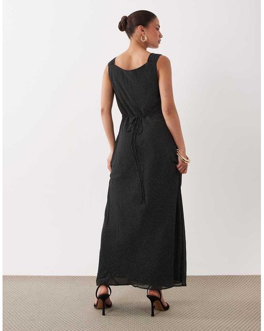 Forever New Blue Chiffon Off Shoulder Tie Back Detail Maxi Dress