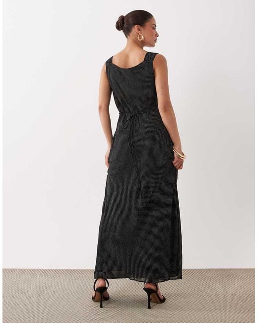 Forever New Blue Forever New Chiffon Off Shoulder Tie Back Detail Maxi Dress