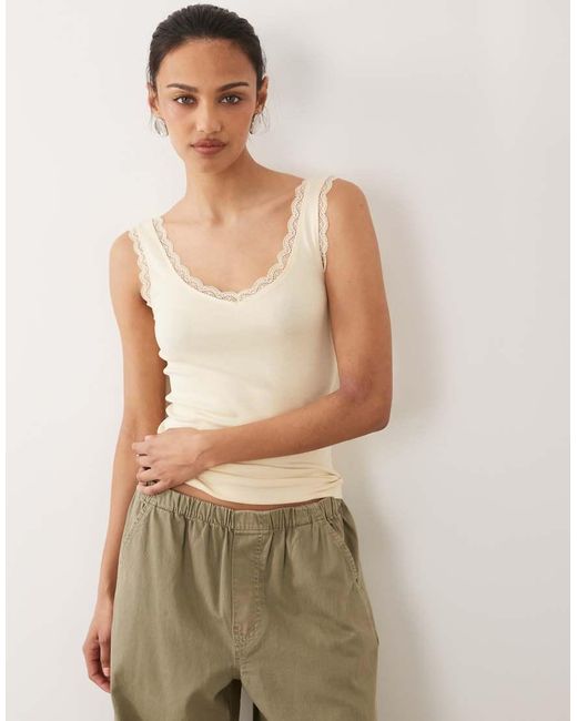 New Look Natural Lace Trim Singlet