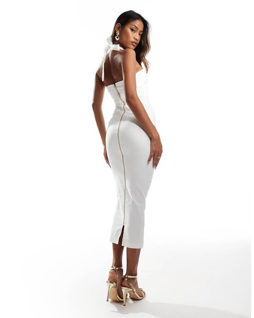 Vesper White Cross Halter Midaxi Dress