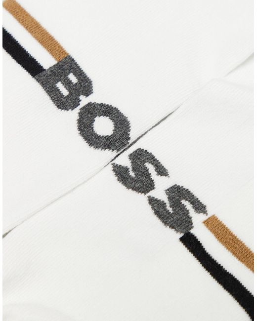 Confezione da 2 paia di calzini soffici bianchi con logo di Boss in White da Uomo