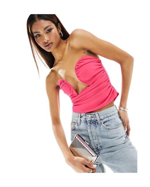 ONLY Pink Ruched Detail Bandeau Top