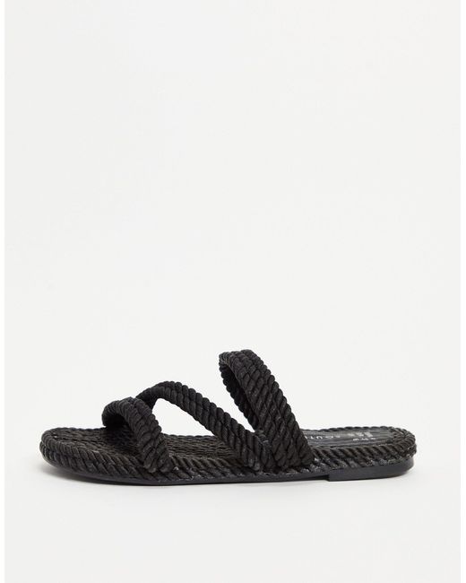 South Beach Slippers Van Touw in het Zwart - Lyst
