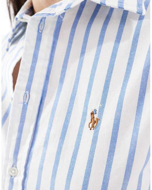 Camisa oxford a rayas azules con logo Polo Ralph Lauren de color White