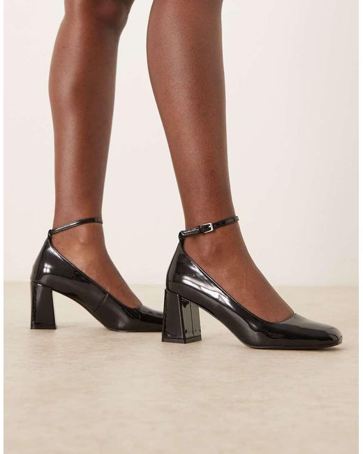 Mango Brown Square Toes Marry Jane Heels