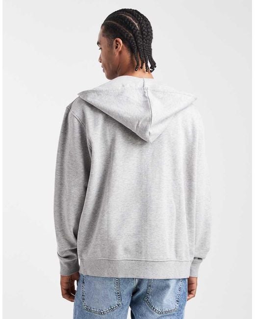 ASOS Gray Essentials Oversized Fit Zip Through Hoodie for men