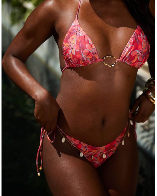 South Beach Green Triangle Bikini Top With Gold Hardware