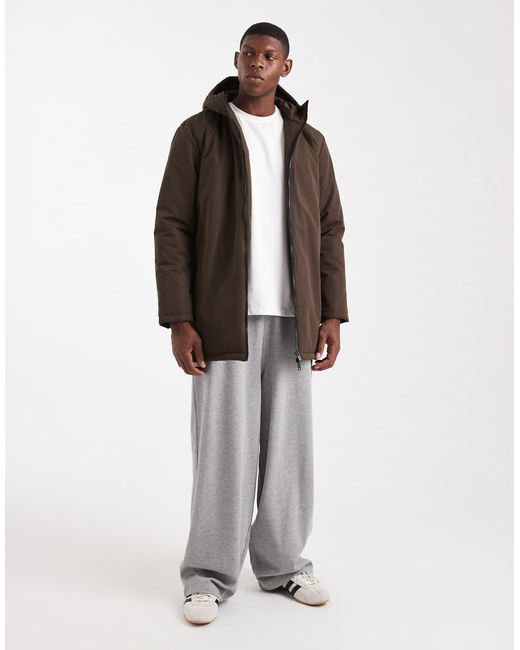 Brave Soul Brown Hooded Zip Through Jacket for men