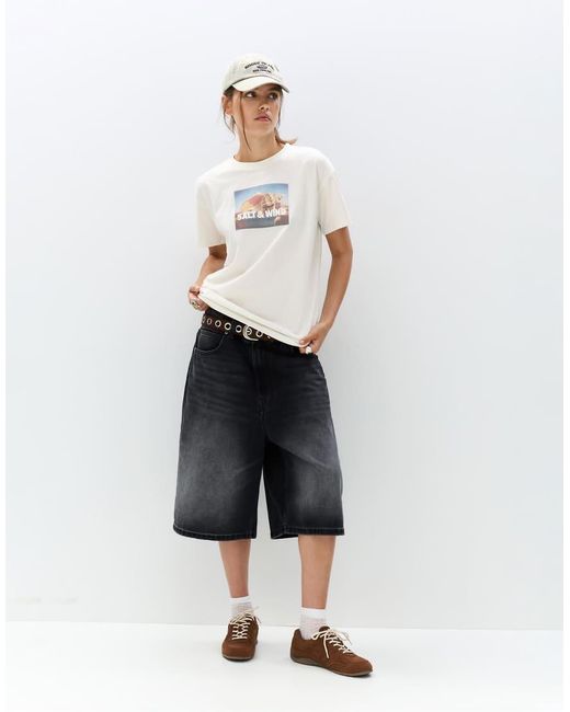 T-Shirt Color Ghiaccio Con Stampa Fotografica Di Conchiglia di Pull&Bear in White