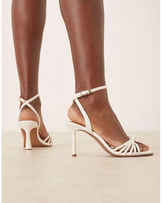 ASOS Natural Hero Knotted Mid Heeled Sandals