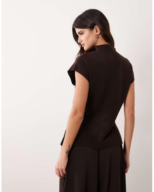 ASOS Black Placket Detail High Neck Button Through Top