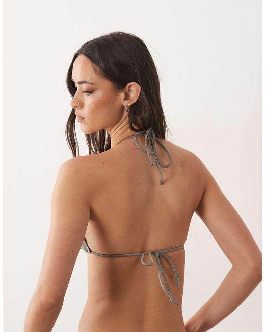 Mango Brown Hotfix Embellished Bikini Top