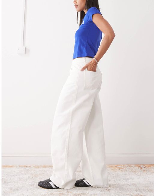Jean baggy ample taille mi-haute Reclaimed (vintage) en coloris White