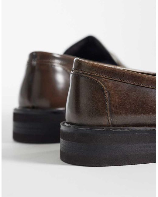 ASOS White Penny Loafers With Ruched Apron for men