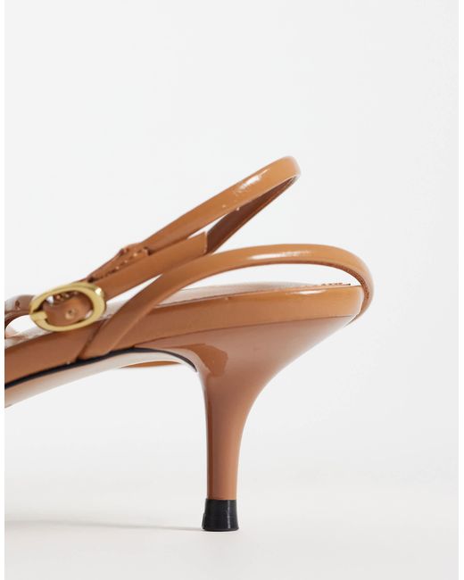 Mango Metallic Strappy Kitten Heeled Flip Flops